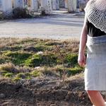 Hand dyed and woven wool and tencel high waisted skirt 
